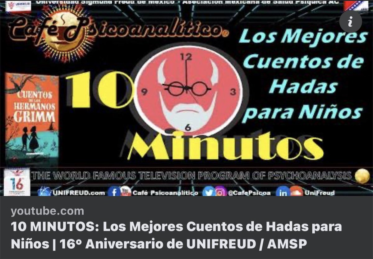 CafePsicoa's tweet image. En #10Minutos de @CafePsicoa el tema: LOS MEJORES #CUENTOS DE #HADAS PARA #NIÑOS

#unifreud #CafePsicoanalitico #psicoanalisis #psicopatologia #psicoterapia #SigmundFreud #JacquesLacan #PsicoanalisisMexico #PsicoanalisisGuadalajara #PsicoanalisisArgentina

youtu.be/i-s7l32kR5Q