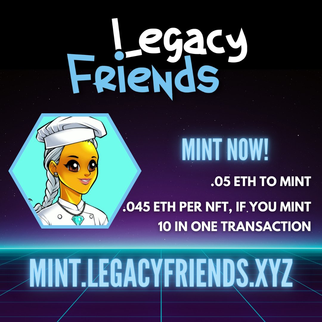 MetatopiaWorld's tweet image. Genesis Characters are minting with only a LIMITED SUPPLY available 👀

Utility-enabled PFP NFTs with unique access and application 🔥

MINT NOW: mint.legacyfriends.xyz 👈

#LegacyFriends #NFT #NFTCollector #Minting