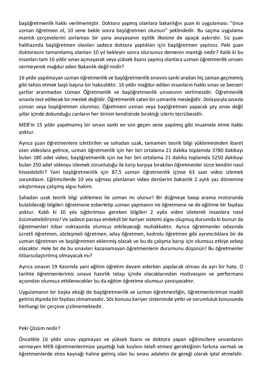 DrAhmetGok's tweet photo. Uzman Öğretmenlik ve Başöğretmenlik ile ilgili açıklamamız:

UZMAN ÖĞRETMENLİK ve BAŞÖĞRETMENLİK İLE İLGİLİ BAKANLIĞIN YÜRÜRLÜĞE KOYDUĞU UYGULAMA EĞİTİMCİLER ARASINDA TAM BİR HAYAL KIRIKLIĞINA YOL AÇMIŞ DURUMDA... https://t.co/6BulTWlgV3