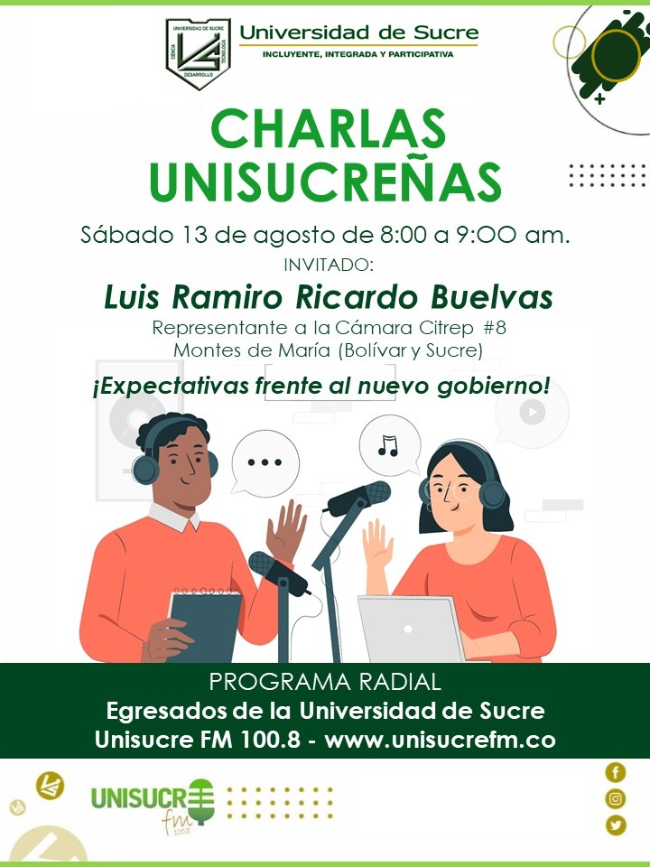 Unisucrefm1008's tweet photo. @Unisucre a través de la coordinación de Egresados te invita a escuchar Charlas Unisucreñas, programa institucional de nuestros egresados, que se transmite todos los sábados por https://t.co/xYAktAz7WS

¡Sintonízanos!

#YoEscuchoUnisucreFMStereo #AcreditaciónParaTransformarRegión https://t.co/W9P5lQNBYq