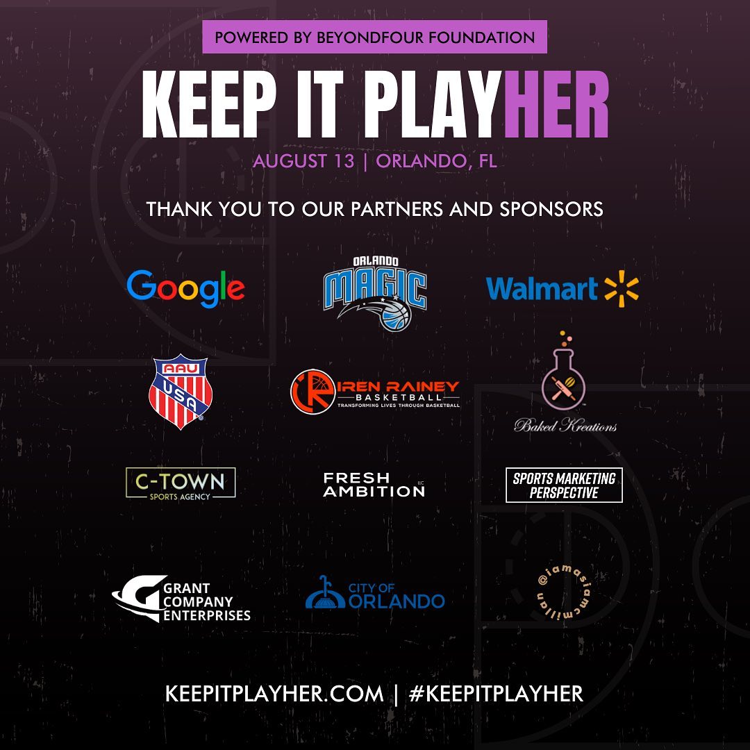 Get ready to have a fun-filled experience at the first-ever #KeepItPlayHER sports camp and clinic this Saturday, Aug. 13th! A huge thank you to all of our sponsors and partners!! This event would not be possible without the support of our community. #BeyondFour