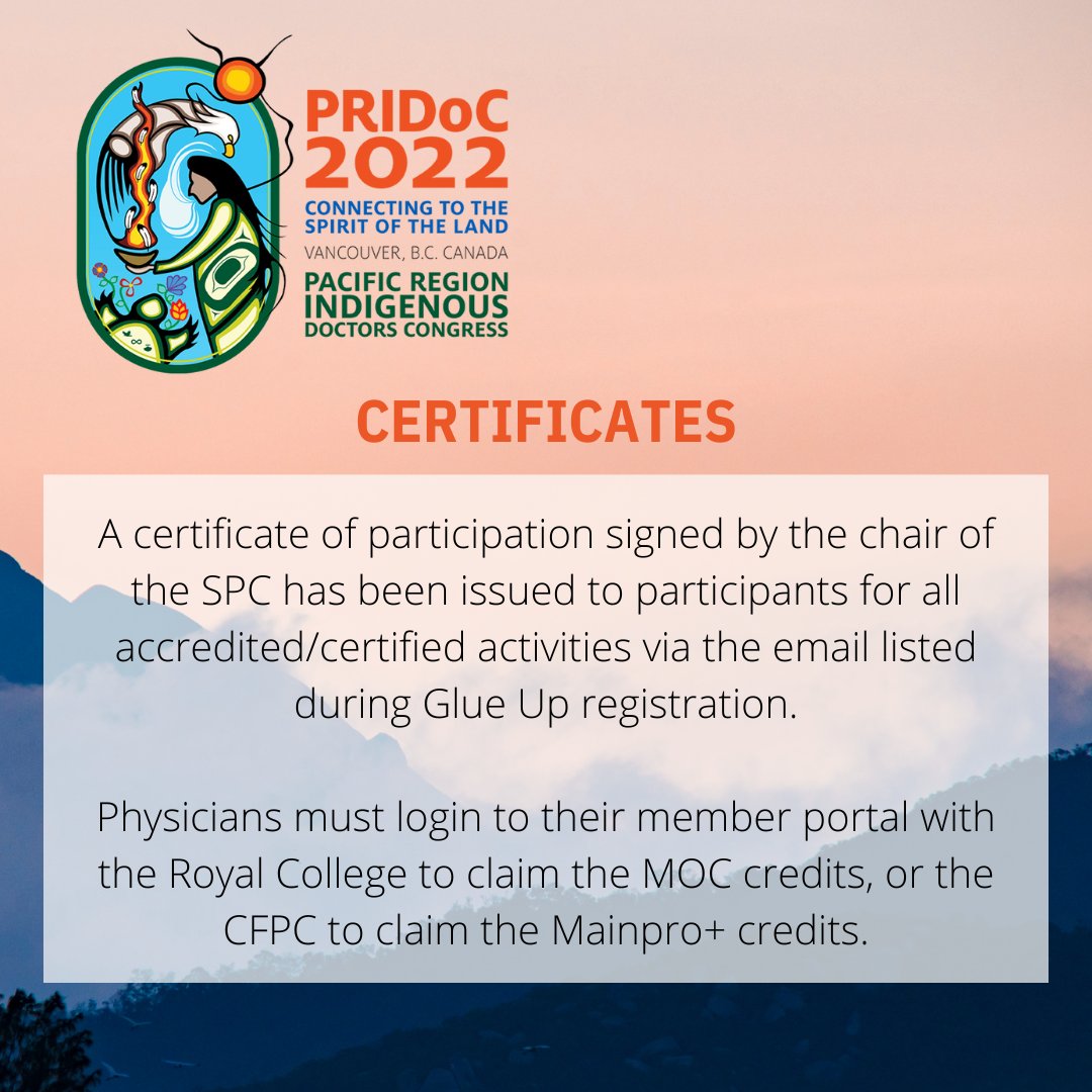 If you didn't receive a certificate... (A) But someone else registered you, they may have rec'd it on your behalf. (B) And you would like one, email info@pridoc2022.com, subject: PRIDoC Certificate. Include your first &amp; last name. One will be sent upon confirmation of attendance.