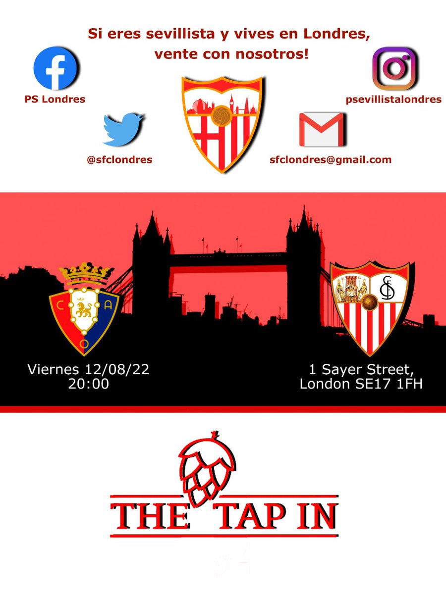 sfclondres's tweet photo. Empieza @LaLiga. Qué largo se nos ha echo esto… Jugará @isco_alarcon? Estará @teixeira_marcao convocado? Todo esto lo podemos ver juntos en @TapInLondon. No te lo pierdas. Vamos mi @SevillaFC 💪🏼!! https://t.co/jG2tgX3DsM