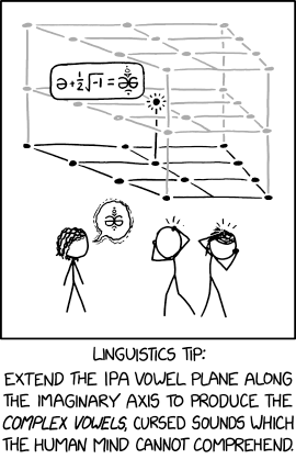 xkcdComic's tweet photo. Complex Vowels https://t.co/vRHSJuUgWw https://t.co/DWoiTkuwf5 https://t.co/yqVYHwPuAX