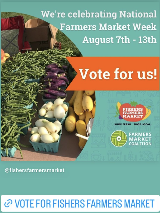 Saxony_Indiana's tweet image. It's National Farmers Market Week - August 7th-13th. Please vote for @FishersFarmersMarket for the win! #FarmersMarketWeek #fishersfarmersmarket #FunatSaxony