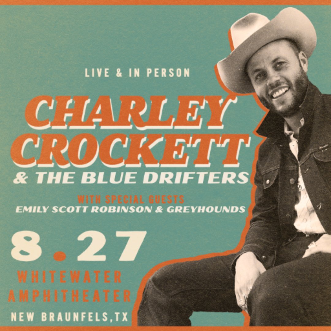 🎶 We are counting down the days to see @CharleyCrockett with @emilyscottrobin and @greyhoundsmusic! Is it the 27th yet?! 

Get your tickets before it's too late - bit.ly/39byPjn

#ontheriverunderthestars #nbtx #whitewateramp