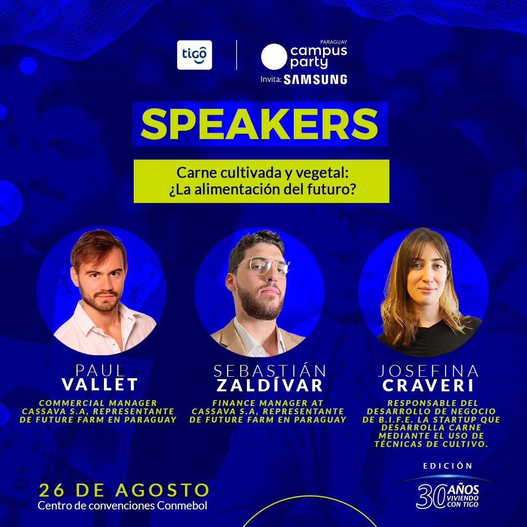 campuspartypy's tweet photo. Hoy te dejamos un PANEL de Tigo Campus Party @TigoParaguay  que no te podés perder de la mano de Josefina Craveri, Responsable del Desarrollo de Negocio de B.I.F.E. ¡Ella vuelve para romperla junto a Paul Vallet y Sebastián zaldívar! https://t.co/LkL1aNSL7s