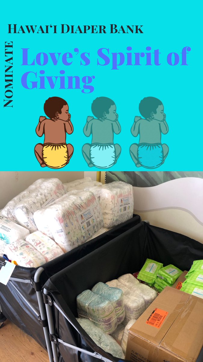 Hawai’i Diaper Bank (@hawaiidiaper) on Twitter photo 🌺🌺🌺🌺🌺🌺🌺🌺🌺🌺🌺🌺🌺 If you live in Hawaii, received diapers from us, or just love what we do, we’d love your support. From now until August 14th you can nominate us at <a href="/LovesBakery/">Love's Bakery</a> 2nd Annual #SpiritofGiving. Link in comments. #WishlistWednesday 🌺🌺🌺🌺🌺🌺🌺🌺🌺🌺🌺🌺🌺 If you live in Hawaii, received diapers from us, or just love what we do, we’d love your support. From now until August 14th you can nominate us at <a href="/LovesBakery/">Love's Bakery</a> 2nd Annual #SpiritofGiving. Link in comments. #WishlistWednesday