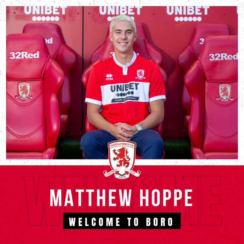 Boro's tweet photo. We're delighted to confirm the signing of @MatthewHoppe9 ✍️

Welcome to #Boro, Matthew! 👋 #UTB