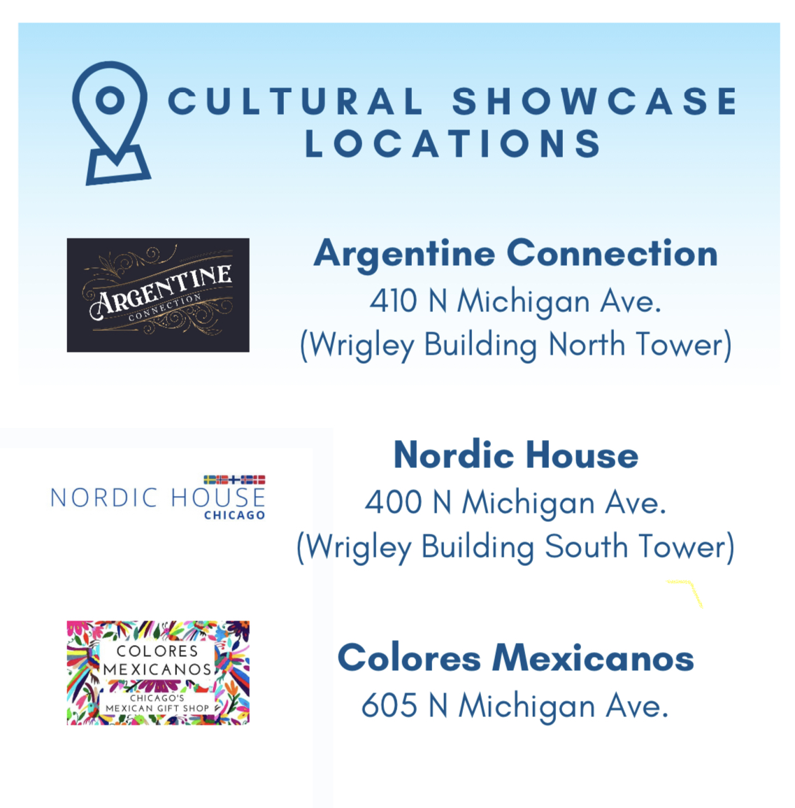 ArgEnChicago's tweet image. Pronto abrirá "Argentine Connection" en el Wrigley Building organizado junto a World Business Chicago.  Allí estarán 5411 Empanadas, Juana de Arco, indumentaria y Paxci-Trisquel alfombras artesanales y artículos de cuero.

Stay tuned para próximos eventos culturales en el local!