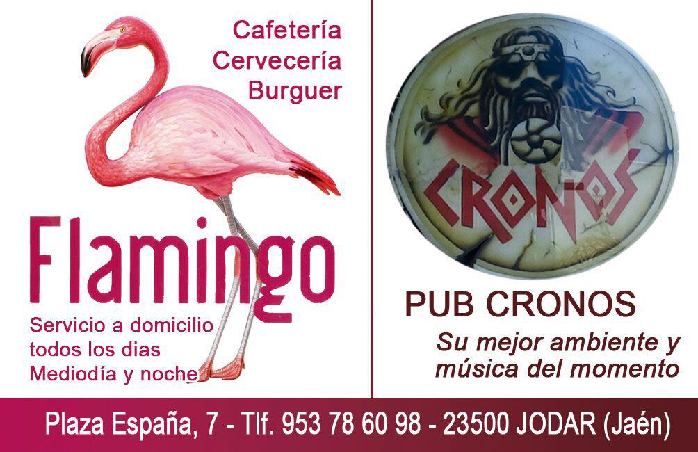AlberoyMikasa's tweet photo. Desde hoy tenemos un nuevo anunciante que ha decidido colaborar con nuestro trabajo. Gracias infinitas a Flamingo y Pub Cronos de Jódar por apostar por nosotros. Si tú también quieres colaborar, ponte en contacto con nosotros aquí https://t.co/8mW9wab6SR https://t.co/FnO7GmZMSO