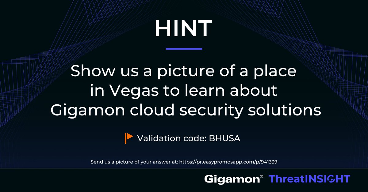 gigamon's tweet photo. Put those walking shoes on for virtual scavenger hunt hint #1. Once you’ve got your picture, upload it here. 👇 Validation code: BHUSA  https://t.co/bdcBSPzUW4
 #GigamonAtBHUSA #BSIDESLV https://t.co/KNvgEZ4LYz