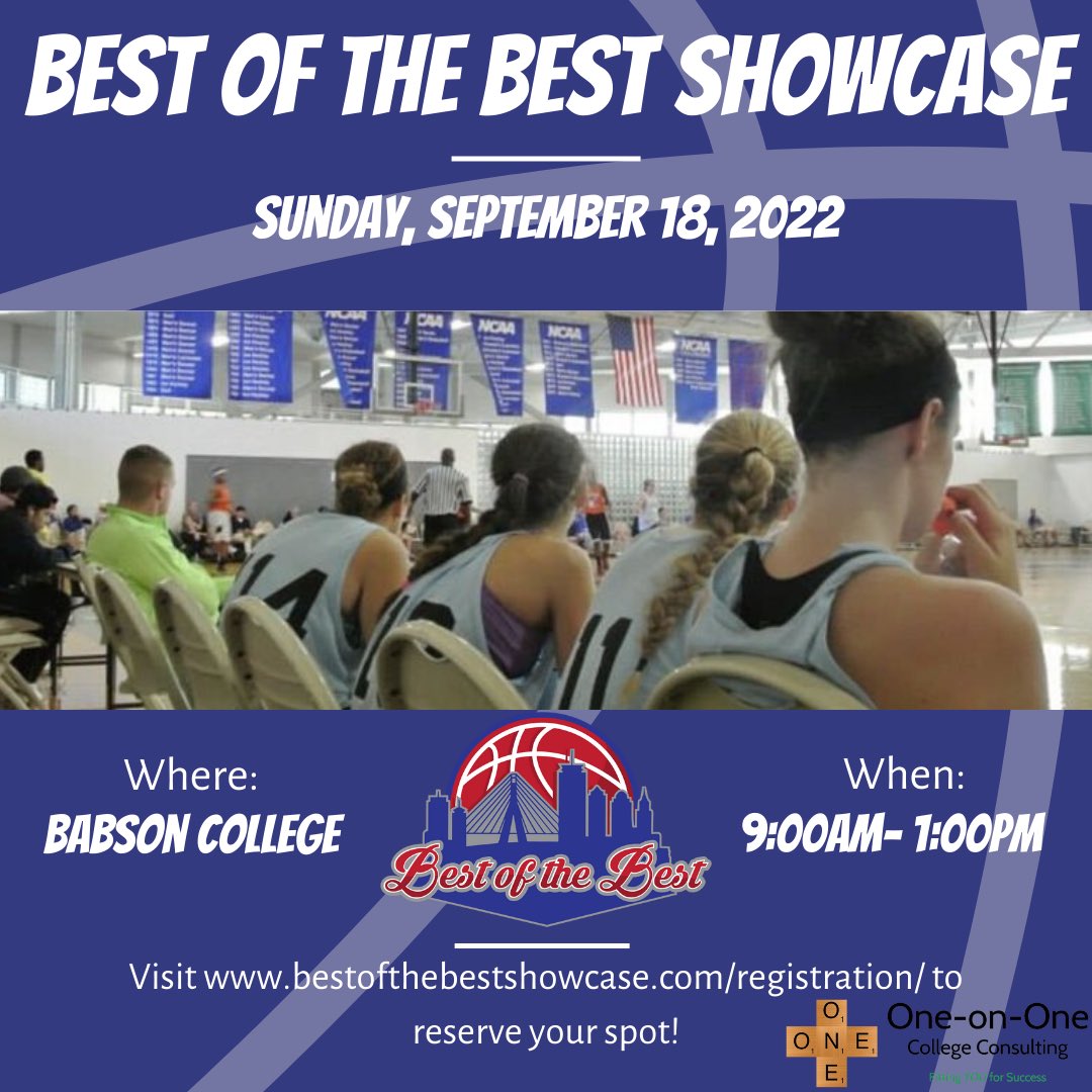 BestShowcase's tweet photo. 2022 Best of the Best Showcase is coming up quick! Spots are filling up fast- Don’t miss your chance to register!🏀

September 18, 2022
9:00am-1:00pm
Babson College 

Player registration: 
https://t.co/c4uhtncqax

Coach registration: 
https://t.co/BTAcY0r7Ww https://t.co/moWx6QKFaG