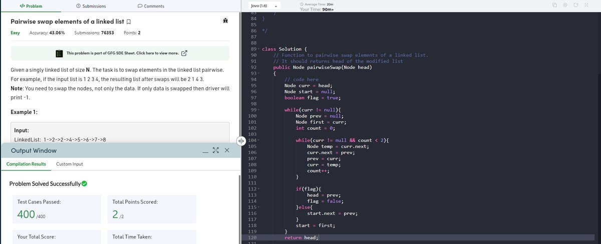 Anees__19's tweet photo. Day : 203
@scaler_official @interview_bit
Problem : 1) Reverse a linked List in group of given size
2) Index of an extra element 3) Pairwise swap element of a linkedlist
#scalerlearning #scalerdiscord #everydaycoode #Java #programming #developers #javascriptt https://t.co/sPbBSHAPwZ
