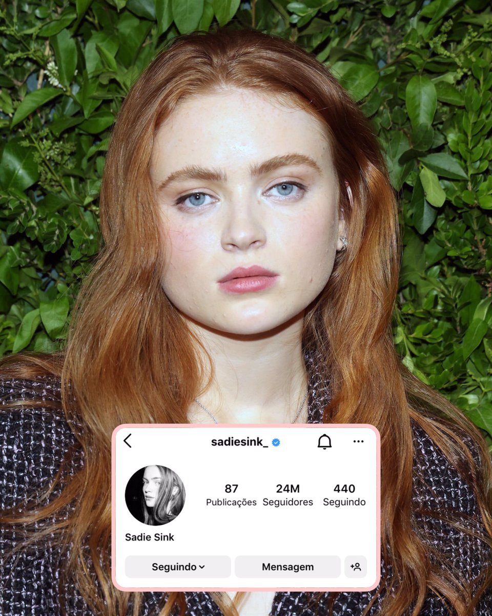 sadiesinkbra's tweet photo. Sadie Sink atingiu 24 milhões de seguidores em seu Instagram.

Imagina se fosse mais ativa... 🤧 https://t.co/rIkyxHGyRC