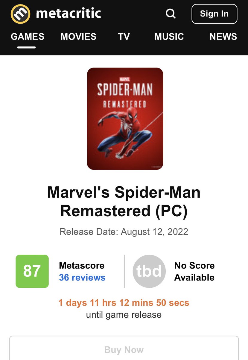 PMS Jordan on X: Spider-Man Remastered PC is sitting at a 87