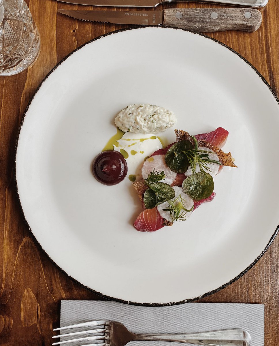 Cured trout is back and better than ever…

Beetroot cured Chalk Stream trout, crispy trout crackling, turnip remoulade, spiced beetroot jam, pickled kohlrabi 

#theswan#theswaninwedmore#wedmore#somersetpubs#somerset#originalcompany#theoriginalcompany#pub#curedtrout