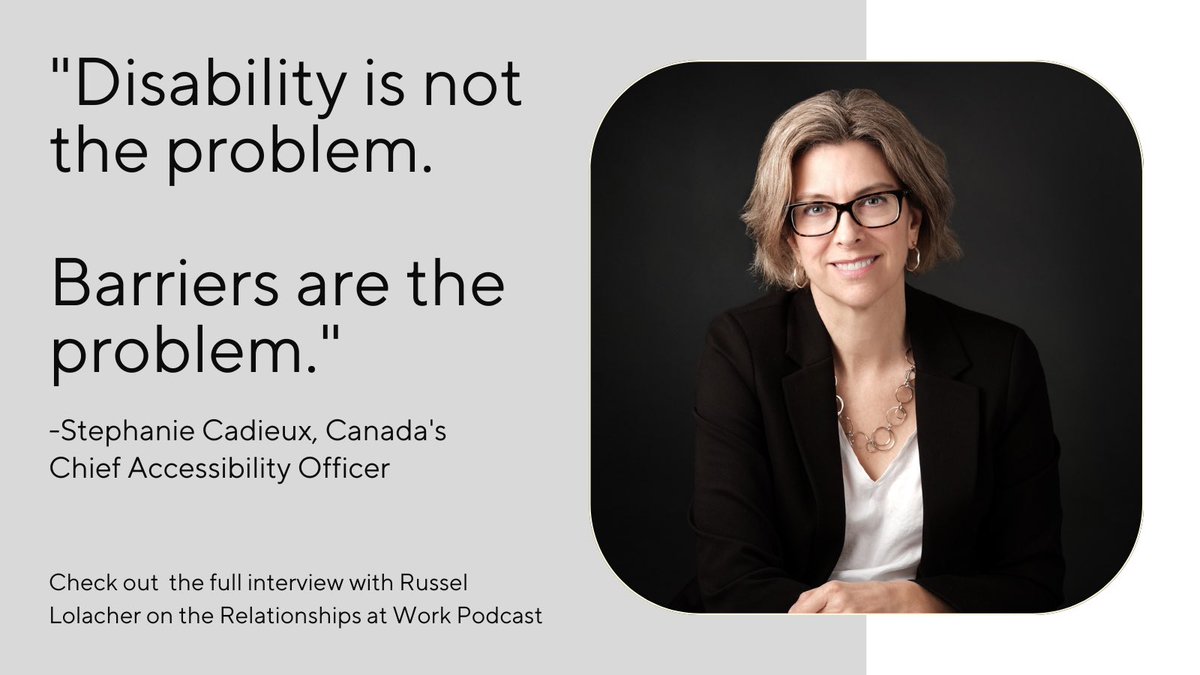 OCAO_BDPA_GC's tweet photo. “Disability isn’t the problem. Barriers are the problem.”
I spoke with @RussLoL host of the Relationships at Work podcast about accessible workplaces. Check it out!  https://t.co/7CfUlTirb6 https://t.co/q5pyfqKWMh