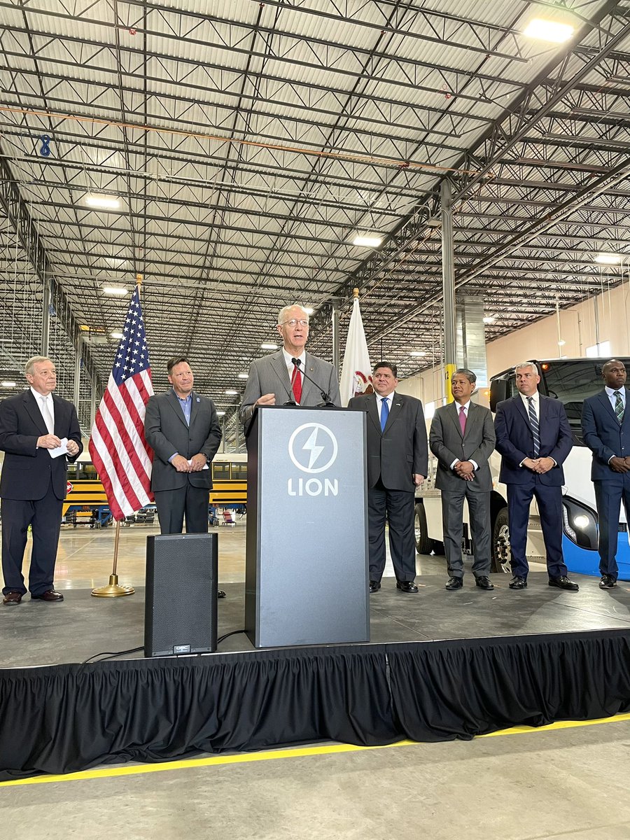 RepBillFoster's tweet photo. It’s great to be at @LionElectricCo with @GovPritzker and @SenatorDurbin to highlight the groundbreaking clean energy investments they’re making right here in Will County. https://t.co/4wR7nb4lnE