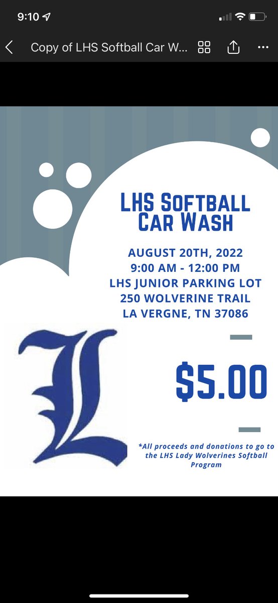 LaVergne High Softball (@ladywolverines_) on Twitter photo We will be hosting a car washing next Saturday August 20th! Hope to see y’all there supporting LHS softball! <a href="/LHSintheNews/">LaVergne High School</a> We will be hosting a car washing next Saturday August 20th! Hope to see y’all there supporting LHS softball! <a href="/LHSintheNews/">LaVergne High School</a>