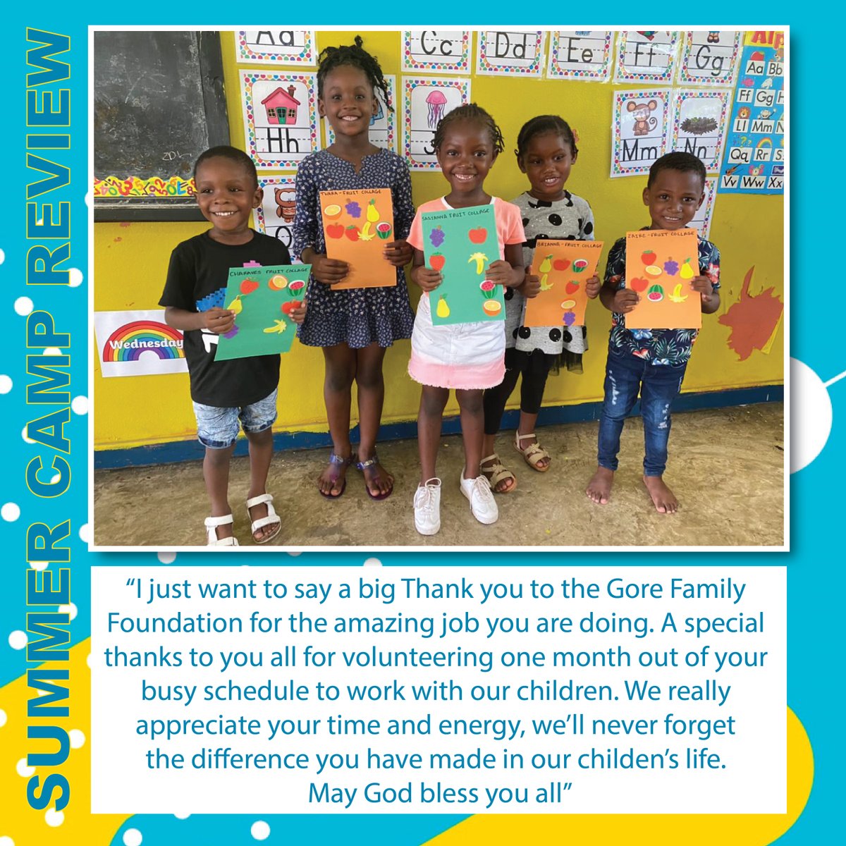 A heartfelt thank you message from a parent whose child attended our Summer Camp last month.