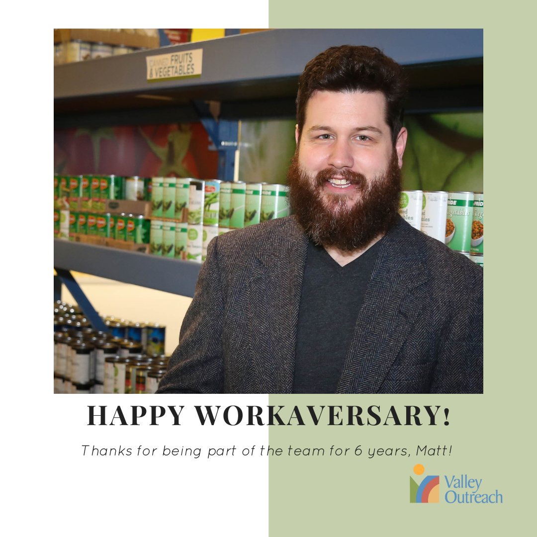 Happy 6-year Workaversary to Matt! Your genuine spirit and compassion is so appreciated by all that have the opportunity to interact with you. Valley Outreach is better because you are here!  #WeLoveOurTeam