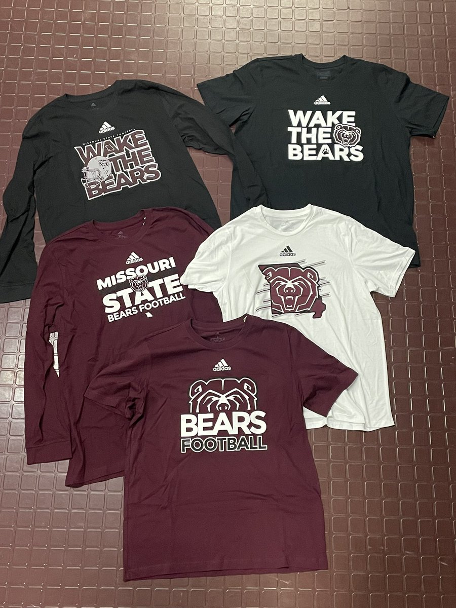 mostequipment's tweet photo. New fall gear for players and staff! Shoutout @grant_laune for the designs #WakeTheBears @MOStateFootball https://t.co/lYKPuBur69