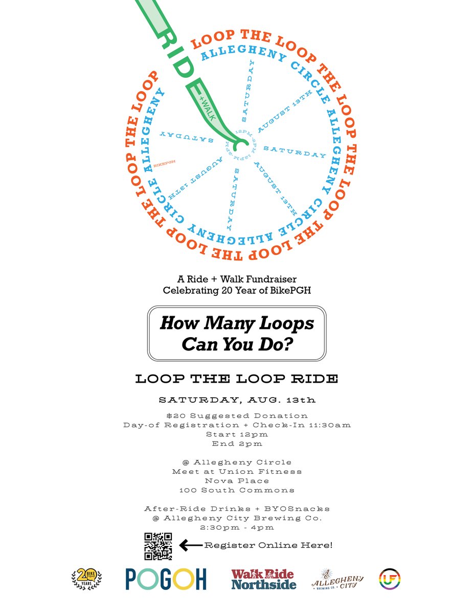 Ready for Saturday's Loop the Loop Ride+Walk w/ <a href="/BikePGH/">BikePGH</a>? We're super excited to do some loops and loops and loops and loops with you all soon!  Don't forget to REGISTER in advance of Saturday's event so we can count you in.  

Sign up at this link: secure.everyaction.com/tyV9V-mss028fJ…