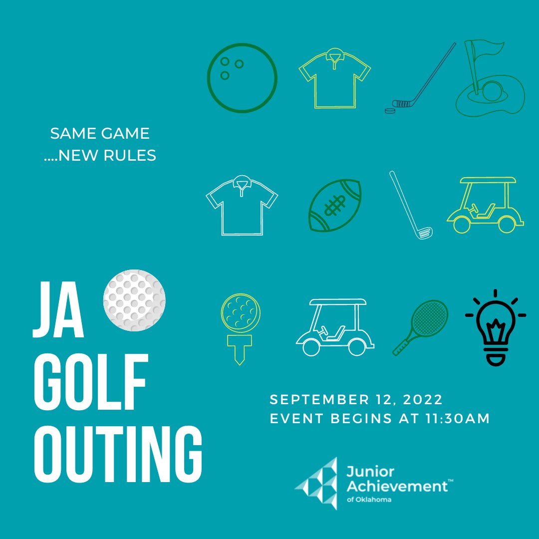 JAOklahoma's tweet photo. Did you know you can support our JA Golf Outing without even playing?! 

We have non-player sponsorships that let you advertise your business and support students while beating the heat!

 Contact Martha Rongey at mrongey@jaok.org to learn more! https://t.co/7k9cC8ybQR
