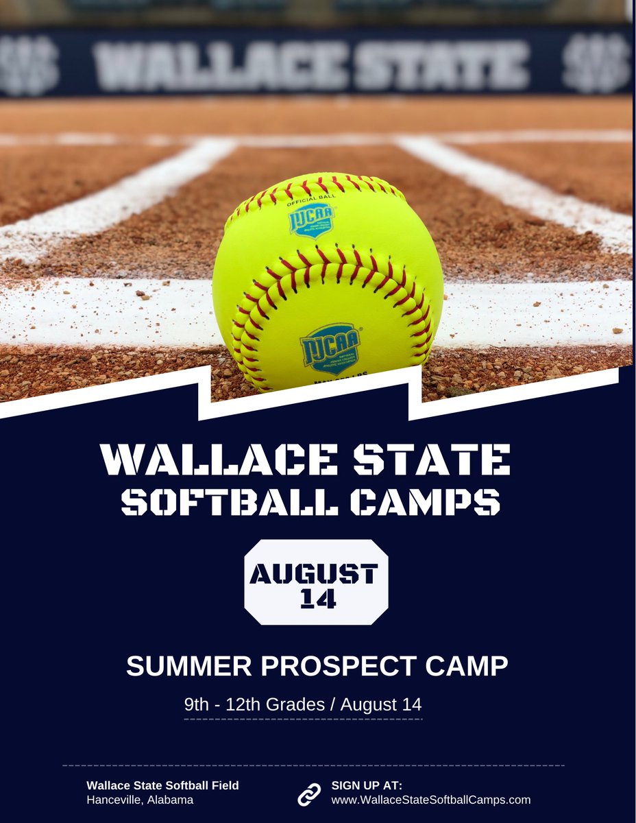 ❗️4 DAYS❗️ We are officially 4 days away from our last Prospect Camp of the Summer! Come join the 14x ACCC Champions and #Team42 to showcase your skills. Sign up link is below! 🦁 WallaceStateSoftballCamps.com #WinningTradition