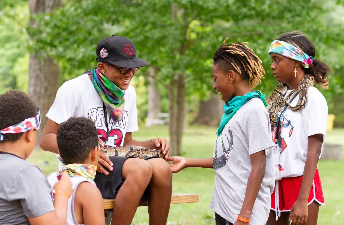 You can tell these campers had a blast hanging out with some slithery friends. 💕🐍 #lifechanging #camplife #summercamp #friendship #rotary #youth #nonprofit #summervibes #causes #socialgood #givingback #accessible #inclusive