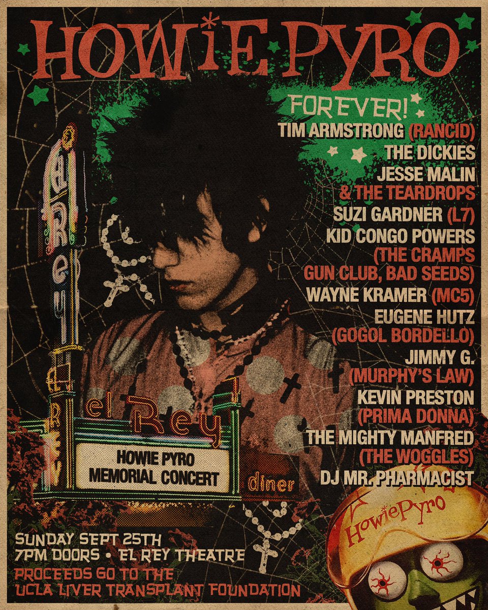 The world lost a true legend with the passing of my dear friend Howie Pyro. Come out and celebrate his life Sept 25th at his memorial concert in Los Angeles. Myself and some of Howie’s other lifelong friends will be playing some songs in his honor. Tix onsale this Friday at 10am.