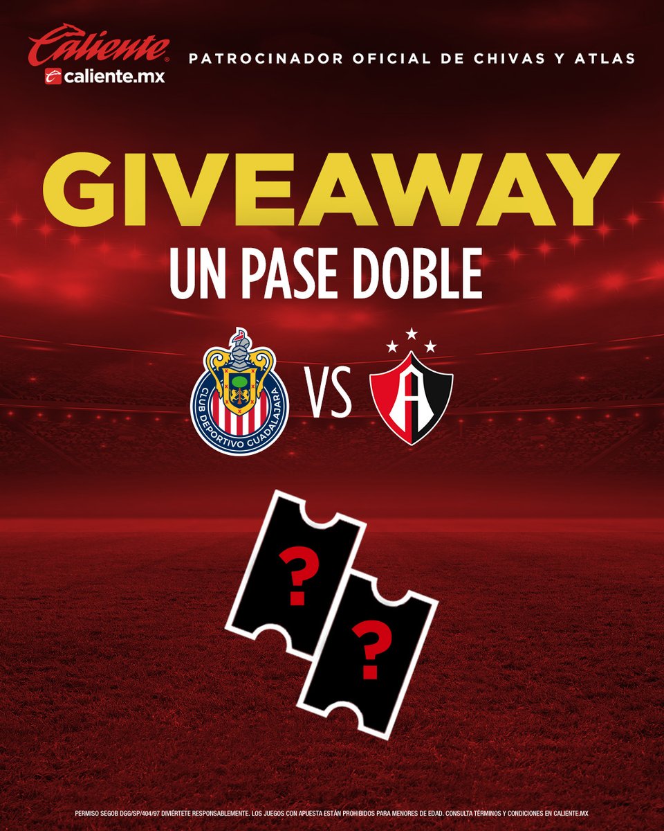 calientesports's tweet photo. ¡GANA UN PASE DOBLE para el #ClásicoTapatío! 🎟🎟
 
1⃣ Sigue a @calientesports en TW e IG en este link 📲 https://t.co/pEkak4XioH
2⃣ Dale 🔁 y ❤️
3️⃣ Comenta este tuit con el hashtag #MásAcciónMásDiversión 🔥

¡Se rifarán DOS pases dobles! 📲 https://t.co/7RvMHSL1Xu