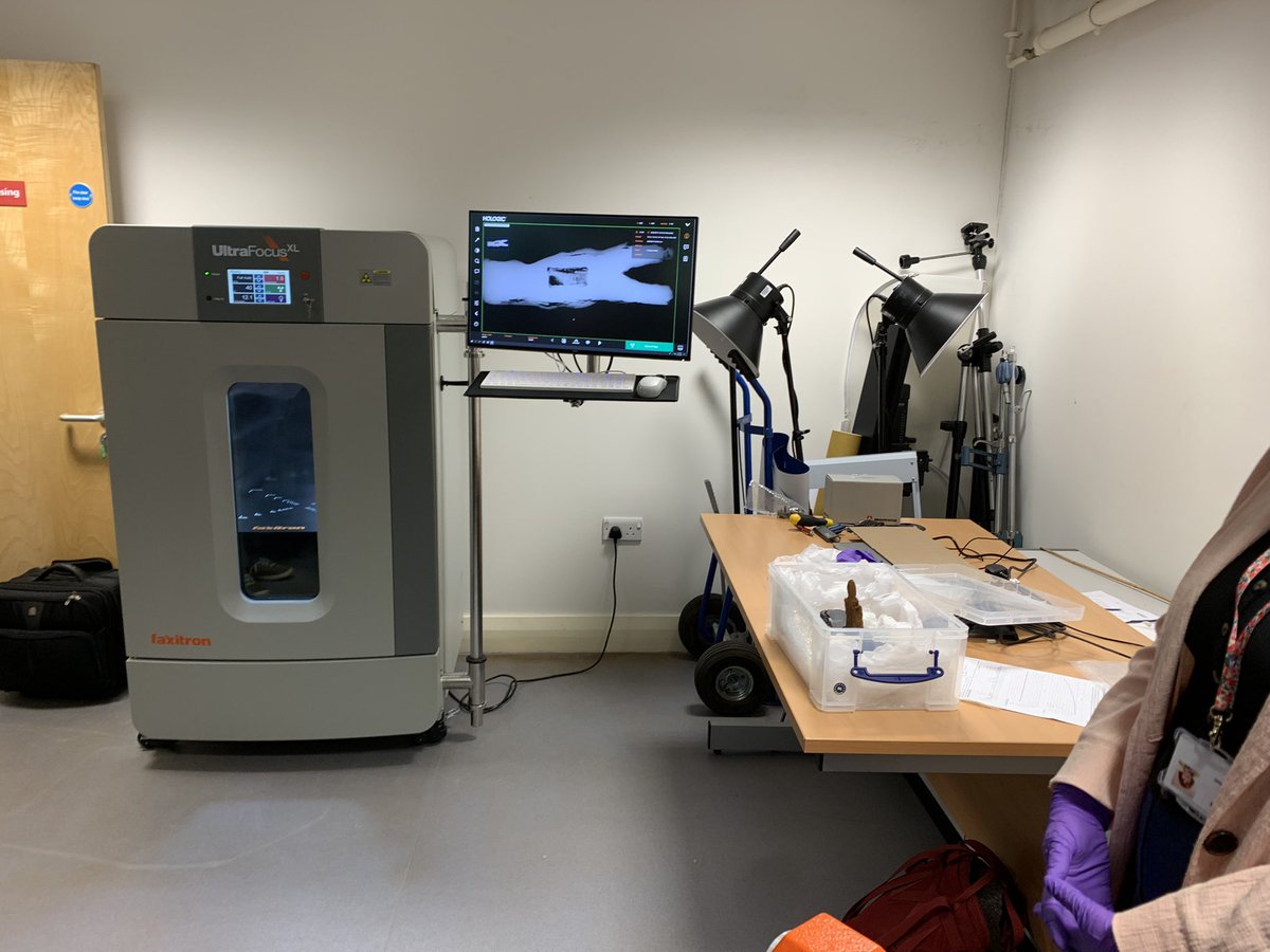 papgleeson's tweet photo. X-ray set up and it’s first object, analysis of hammerhead from the Spanish Armada in the Ulster Museum collections, to help conservation decisions. https://t.co/qo2oSxOi3k