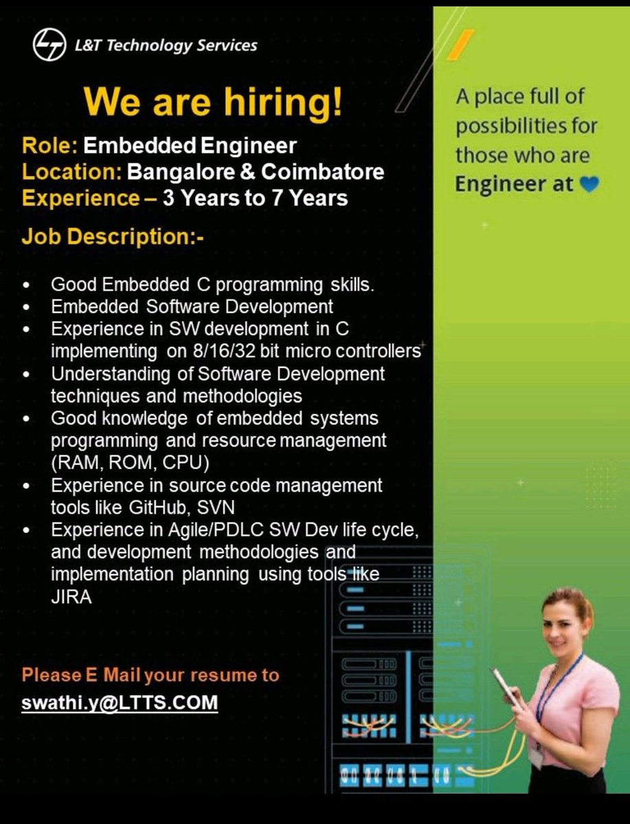 jobsin32's tweet image. Follow us for more updates
#embedded_system #embeddedengineertraining #embeddedengineering #embedded #embeddedsystems #embeddedengineer #engineeringstudent #engineersday #engineers #engineering