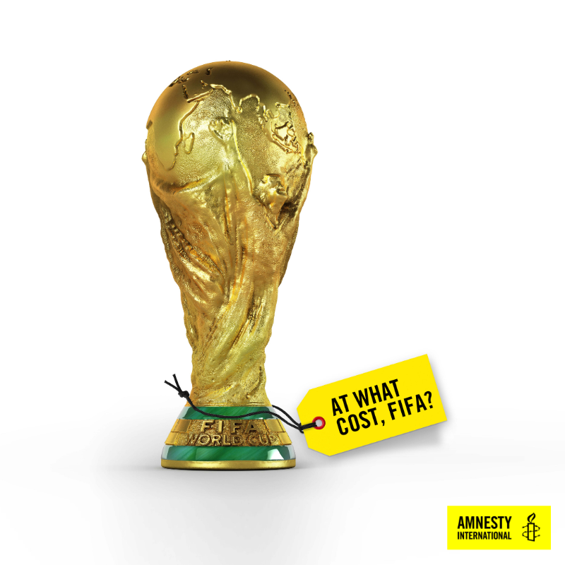 amnesty's tweet photo. With 100 days to #WorldCup2022, we remind @FIFACom and #Qatar that it’s time to compensate workers and their families who suffered to make #Qatar2022 a reality.

It’s time to #PayUpFIFA ⚽💰