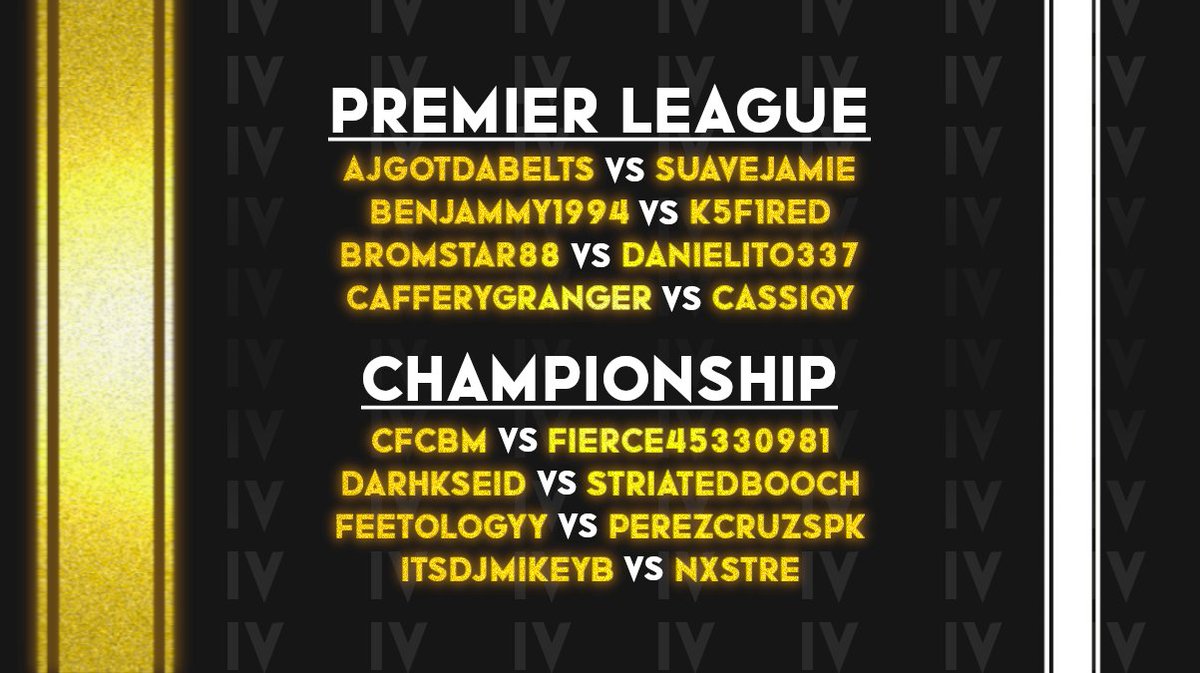 PremBoxing's tweet photo. 🚨WEEK 1 FIXTURES🚨

Here we are! The start of Season 4 is finally upon us.
Make sure to have your fights recorded and sent to us by the 18th next week. Don't forget, the early points are always the most important, so go for that knockout! 🔥

Good luck gents 🥊 https://t.co/1OwBhNTxRm