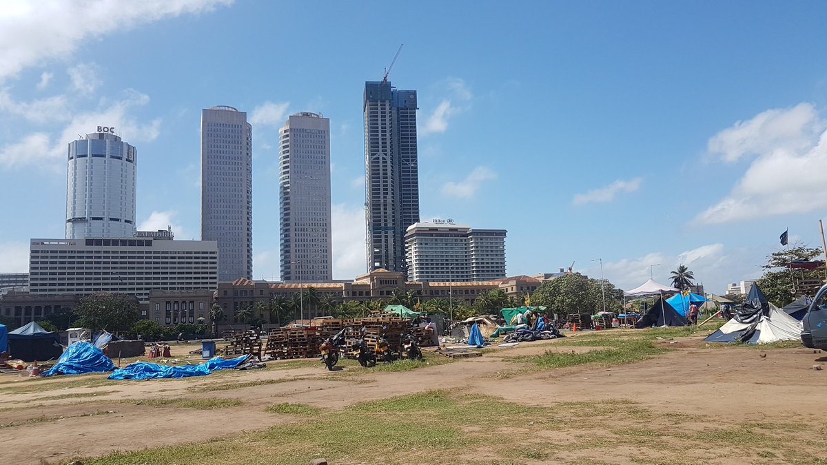 Amaliniii's tweet photo. I don't believe GGG was perfect - it had a long, long way to go on many fronts- but its space &amp; impact it created is immense. Walking through the 'Agitation Site' where, over the last few days, residents have withdrawn tents &amp; most permanent structures, felt rough. #lka #srilanka https://t.co/s65D6KW9WE