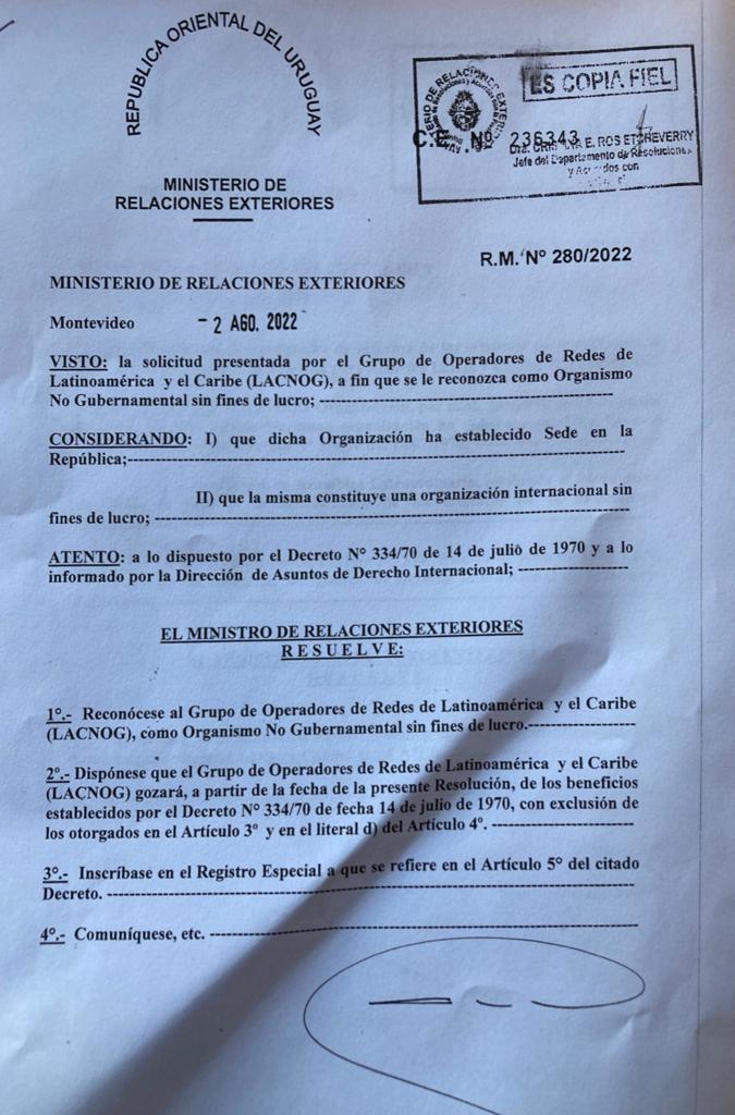 LACNOG's tweet photo. Con mucha alegría compartimos a la comunidad que el  pasado 2 de agosto LACNOG fue reconocido formalmente como un organismo no gubernamental sin fines de lucro. 

👏 Agradecemos todo el apoyo de la comunidad e invitamos a seguir caminando hacia el desarrollo de Internet en LAC. https://t.co/BD84iTu2GT