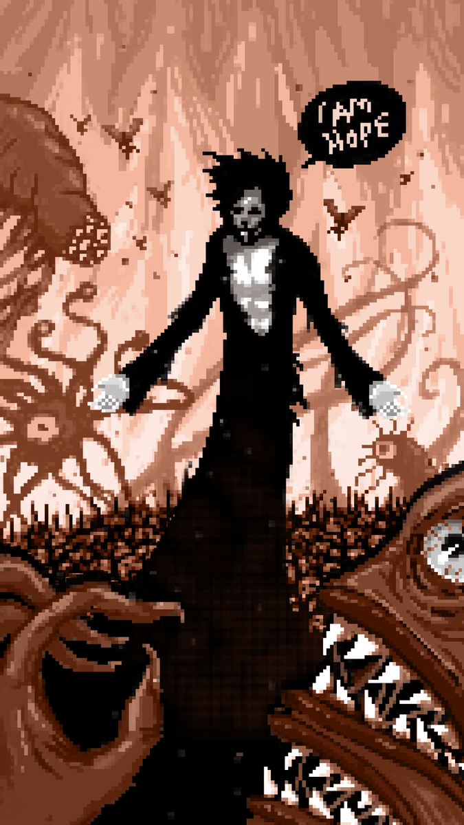ithakiyayinlari's tweet photo. Engin Yağmurdereli (@enginbey) The Sandman dizisinin "Cehennem'de Bir Umut" bölümünden etkilenerek, Rüyalar Lordu Morpheus'un binlerce iblise karşı verdiği savaşı piksel art ile yeniden yorumladı.🔥 https://t.co/Q2Qfx2MpVb