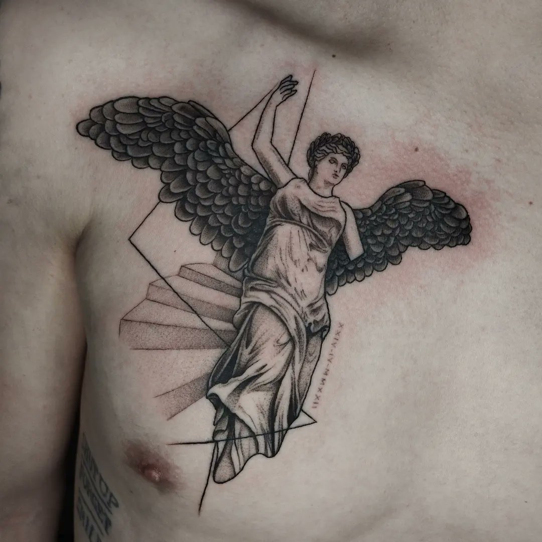 RAYADOS97's tweet photo. Me gustó mucho hacer este tatuaje. Construido a partir de diferentes estatuas y conceptos 🖤🔥 https://t.co/20gFQvx3Pc