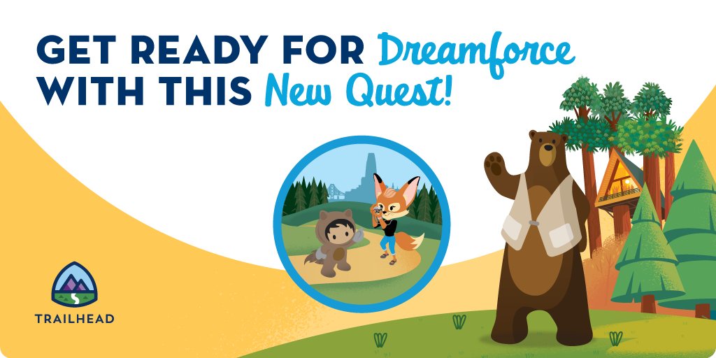 🚧 Right this way to our Road To Dreamforce #TrailheadQuest! 🚧

🥇☁️ Get ready to see how the future works. Complete the Quest before Sept. 19, 2022, to win an exclusive community badge and be entered for a chance to win* dreamy prizes. 

Dream on ➡️: sforce.co/3wipnDp