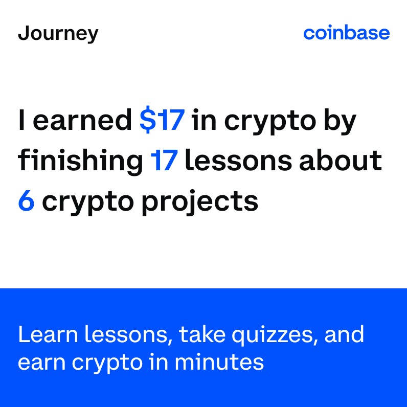 I've earned $17 so far by learning about crypto on @Coinbase. See how much you can earn at: coinbase.com/learning-rewar…