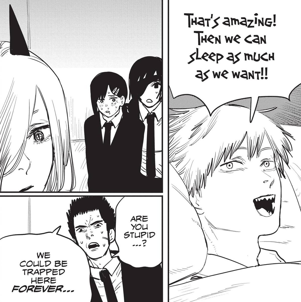 shonenjump's tweet photo. Happy National Lazy Day via Chainsaw Man! https://t.co/D5iI5KSReU https://t.co/pRtYpZDlWs