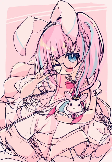 ラフこんな感じでした 可愛く描けてたので保存してた₍ᵔ- ̫-ᵔ₎