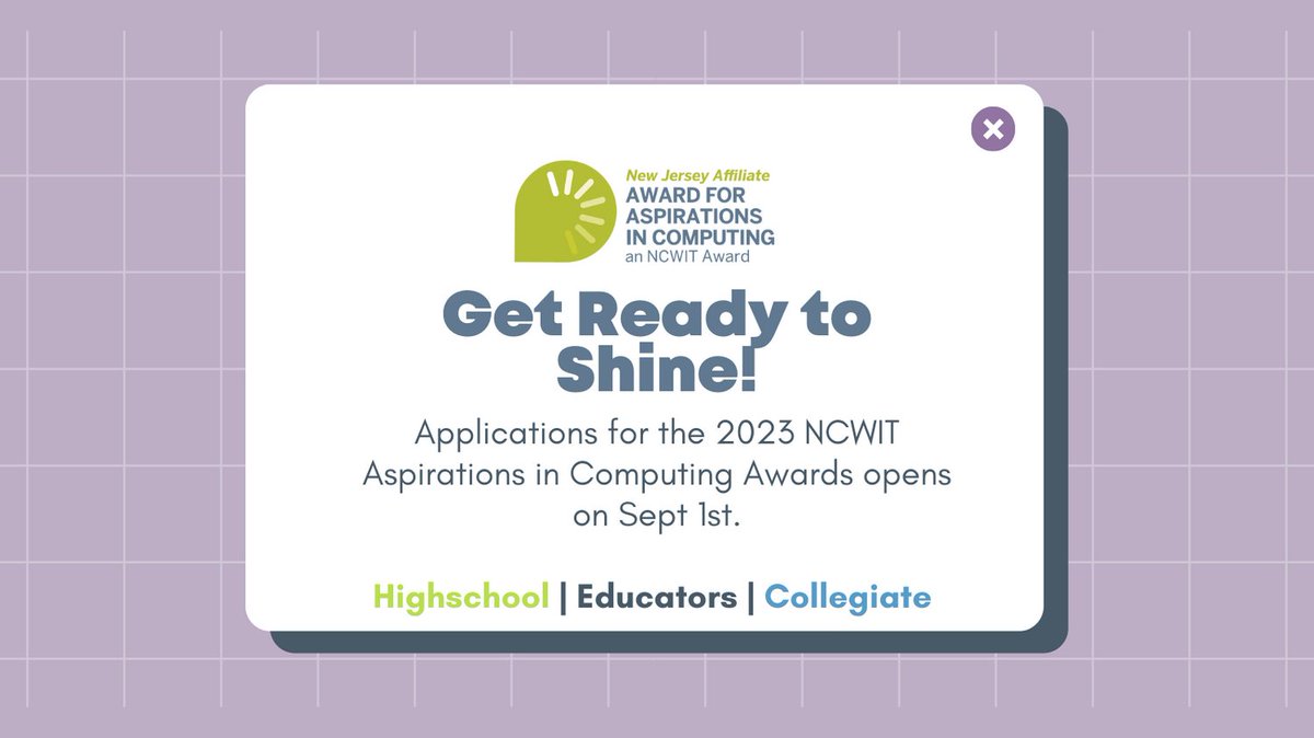 Do you know any girl, woman, genderqueer, or non binary pursuing a STEM education? Encourage them to apply for the 2023 NCWIT awards! 

#GirlsinTECH #GirlsinSTEM #WomeninTECH #NJEducators #WomeninSTEM #NCWIT #NJSTEM #TECHNOLOchicas #NCWITAiC23 @NCWIT @NCWITAIC