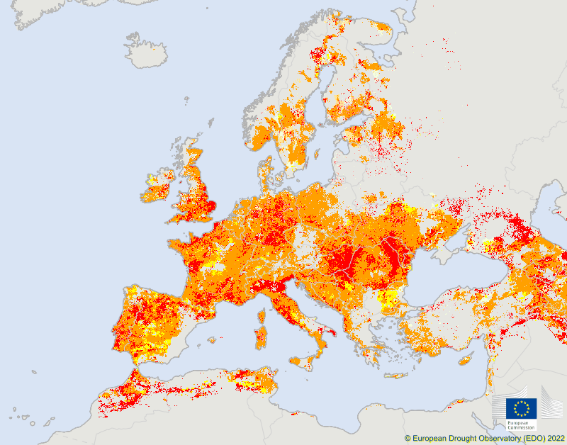 sust_irrig's tweet image. European Drought Observatory: According to the latest map of the Combined Drought Indicator
47% of the EU territory is in Warning conditions and 17% is in Alert conditions. edo.jrc.ec.europa.eu/edov2