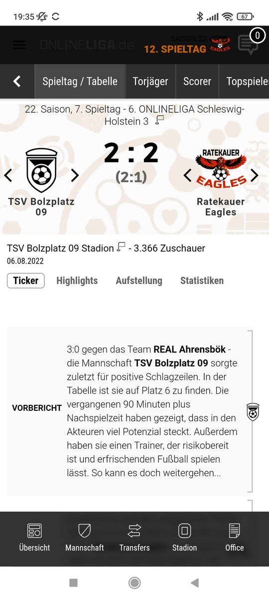 ERatekau's tweet photo. Spieltag 7: Ein sehr spannendes Spiel mit viel Ballbesitz und Chancen für die Eagels. Aber mit schlechter Chancenverwertung https://t.co/FH4WxiOhTA