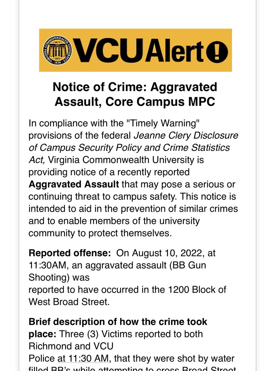 OnceUponLater's tweet image. Well… I’m glad everyone is safe. Assault is assault and I’m glad to see it taken seriously as is a criminal offense. But in the grander outlook, I’m laughing so damn hard. #vcu #virginiacommonwealthuniversity