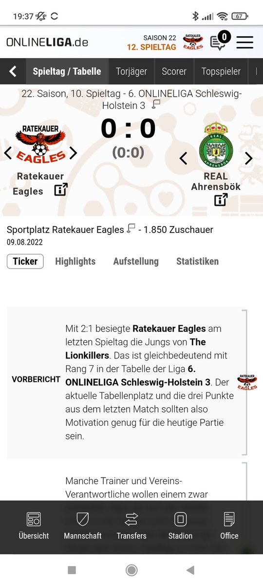 ERatekau's tweet photo. Spieltag 10: Unsere Freunde @VAhrensbok zu Gast im Nest der Eagles. Ein sehr spannendes Match. Keiner der Mannschaften gönnte dem anderen was. Sehr viele Chancen auf beiden Seiten. https://t.co/EfOjtNIgeG